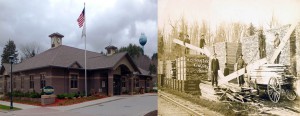 The property next to the railroad tracks in Kingsley, in 1910 and 2014.