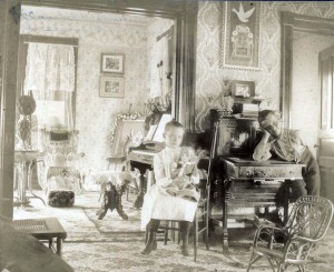 Pictured in the elegant farm home are siblings Claribel (the author) and her brother William Wilhelm.