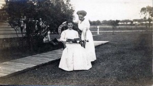Rose (Zimmerman) Wilhelm and daughter Claribel at the family farm, ca. 1915.