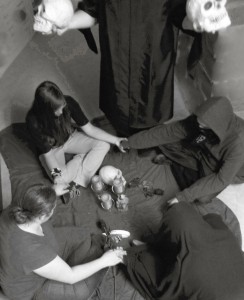 Copious amounts of thanks go to the Teen Sages of Traverse Area District Library, who reenact a seance to illustrate this article.