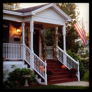 When asked, Cathy and Stella both are drawn to front porches with decorations. This lovely example has an inviting fall theme.