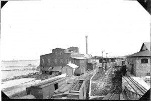 Cadillac Chemical Company on Lake Cadillac's southeastern shore. The company provided wood alcohol to British and French armed forces during WWI. A mysterious fire was said to be caused by a German saboteur in 1916. Photo courtesy of Wexford County Historical Society.