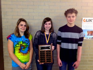 Shianne Knoch: 2nd Place, Genevieve Pomerleau:1st Place, Sam Buzzell: 3rd Place