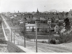 In April 2015, Dr. Elms' house was torn down. In this photograph,  ca. 1890s, the home is closest the the camera, set back from Union Street (far right).