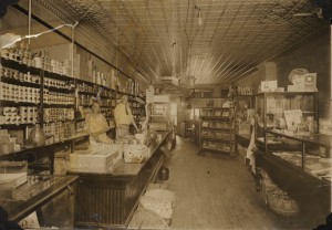 Interior of Tony Beyer's grocery, now A. Papano's Pizza, downtown Kingsley, 1924. Image courtesy of Kingsley Branch Library.