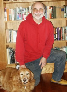Stephen Lewis, novelist, with furry friend.