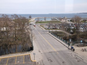 View from Fifth Third Bank at 102 W Front Street, looking north. Image courtesy of the author.