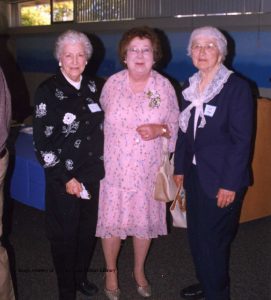 Grace Terry, Marge Kinery, Clara Moon, at an event in the Grand Traverse Heritage Center (322 Sixth Street, Traverse City), 2005. Image courtesy of the Traverse Area District Library Local History Collection.