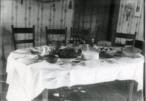 "Thanksgiving Table, 1895," from the Bensley Collection, Traverse Area District Library, Local History Collection.